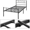Twin Metal Platform Bed Frame – Industrial Slatted Steel Bed with Headboard & Footboard, 300lb Capacity, Under-Bed Storage Clearance