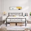Full Metal Platform Bed Frame – Industrial Slatted Steel Bed with Headboard & Footboard, 600lb Capacity, No Box Spring Needed