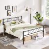 Full Metal Platform Bed Frame – Industrial Slatted Steel Bed with Headboard & Footboard, 600lb Capacity, No Box Spring Needed