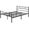 Full Metal Platform Bed Frame – Industrial Slatted Steel Bed with Headboard & Footboard, 600lb Capacity, No Box Spring Needed