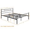 Full Metal Platform Bed Frame – Industrial Slatted Steel Bed with Headboard & Footboard, 600lb Capacity, No Box Spring Needed