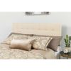 Full Size Upholstered Headboard – Beige Taupe Fabric Panel with Box Stitch Tufting, Adjustable Metal Frame, Contemporary Bed Headboard