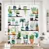 72x72 Watercolor Botanical Shower Curtain Set – Floral Succulent Bathroom Curtain with 12 Hooks, Waterproof Polyester Bath Decor