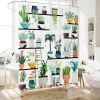 72x72 Watercolor Botanical Shower Curtain Set – Floral Succulent Bathroom Curtain with 12 Hooks, Waterproof Polyester Bath Decor