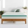 Full Size Mid-Century Modern Solid Wood Platform Bed Frame – Natural Pine, No Box Spring Needed, Noise-Free Slatted Foundation