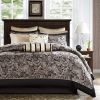 King 12-Piece Comforter Set Black Gold Paisley Bedding Set, Complete Bed in a Bag with Sheets, Shams
