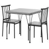 Modern 3-Piece Dining Set – Grey Wood Top Table with 2 Metal Frame Chairs