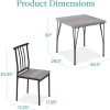 Modern 3-Piece Dining Set – Grey Wood Top Table with 2 Metal Frame Chairs