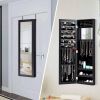 2-in-1 Full Length Jewelry Armoire Mirror, Wall or Door Mounted Jewelry Organizer Cabinet with Adjustable Height