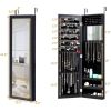 2-in-1 Full Length Jewelry Armoire Mirror, Wall or Door Mounted Jewelry Organizer Cabinet with Adjustable Height