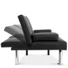Black Faux Leather Convertible Futon Sofa Bed with Cup Holders, Modern Folding Sleeper Sofa with Recline Function, Chrome Legs