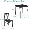 Modern 3-Piece Dining Set – Black Wood Top Table with 2 Metal Frame Chairs