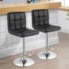 Set of 2 Adjustable Height Bar Stools – Modern PU Leather Swivel Chairs with Backrest, Metal Frame