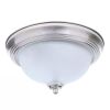 11-Inch Brushed Nickel Flush Mount Ceiling Light with Frosted Swirl Glass Shade