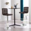 Set of 2 Modern Adjustable Height Bar Stools – Brown PU Leather Swivel Bar Chairs with Backrest