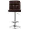 Set of 2 Modern Adjustable Height Bar Stools – Brown PU Leather Swivel Bar Chairs with Backrest