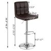 Set of 2 Modern Adjustable Height Bar Stools – Brown PU Leather Swivel Bar Chairs with Backrest