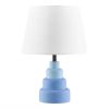 Small Blue Table Lamp with White Fabric Shade