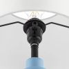 Small Blue Table Lamp with White Fabric Shade