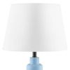 Small Blue Table Lamp with White Fabric Shade