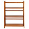 3-Shelf Folding Storage Bookcase in Honey Oak Finish, Solid Wood Foldable Shelving Unit