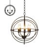 5-Light Rustic Industrial Brass Chandelier, Rotating Metal Ceiling Light Fixture with Adjustable Arms