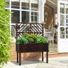 Wooden Raised Garden Bed with Trellis – Outdoor Fir Wood Planter Box with Self-Draining System
