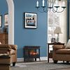 Black Infrared Quartz Electric Fireplace Stove Heater with 3D Flame Effect, Remote Control & Adjustable Thermostat
