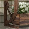 Farmhouse Wooden Wagon Wheel Planter Box – Rustic Fir Wood 2-Compartment Raised Garden Bed with Drainage Holes for Outdoor & Indoor Decor