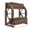 Farmhouse Wooden Wagon Wheel Planter Box – Rustic Fir Wood 2-Compartment Raised Garden Bed with Drainage Holes for Outdoor & Indoor Decor