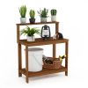 Solid Meranti Wood Outdoor Garden Potting Bench Table – Weather-Resistant Planting Workstation with Storage Shelf for Backyard, Patio & Gardening