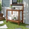 Solid Meranti Wood Outdoor Garden Potting Bench Table – Weather-Resistant Planting Workstation with Storage Shelf for Backyard, Patio & Gardening