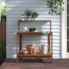 Solid Meranti Wood Outdoor Garden Potting Bench Table – Weather-Resistant Planting Workstation with Storage Shelf for Backyard, Patio & Gardening
