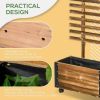 Rustic Wheeled Wooden Raised Garden Bed with Trellis – Farmhouse Fir Wood Planter Box on Wheels