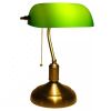 Antique Brass Bankers Desk Lamp with Green Glass Shade,