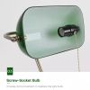 Antique Brass Bankers Desk Lamp with Green Glass Shade,
