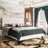 Queen White Faux Leather Platform Bed with Tufted Headboard – Low Profile Modern Bed Frame, No Box Spring Needed