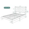 Queen White Faux Leather Platform Bed with Tufted Headboard – Low Profile Modern Bed Frame, No Box Spring Needed