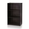 Modern 3-Shelf Bookcase in Espresso Wood Finish, Compact Storage Shelving Unit for Home & Office