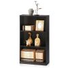 Modern 3-Shelf Bookcase in Espresso Wood Finish, Compact Storage Shelving Unit for Home & Office