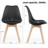 Set of 4 Mid-Century Modern Dining Chairs – Black PU Leather Upholstered Chairs with Beech Wood Legs
