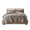 Grey Sherpa Faux Fur Comforter Set Full/Queen – 3-Piece Shaggy Plush Bedding with Pillow Shams, Soft Fluffy Modern Cozy Bed Set
