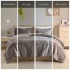 Grey Sherpa Faux Fur Comforter Set Full/Queen – 3-Piece Shaggy Plush Bedding with Pillow Shams, Soft Fluffy Modern Cozy Bed Set