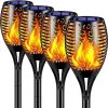 Set of 4 Solar Tiki Torch Lights Outdoor LED Flame Pathway Lights