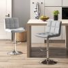 Set of 2 Adjustable Bar Stools – Modern Grey PU Leather Swivel Chairs with Backrest, Metal Frame, Footrest & Ergonomic Cushion for Kitchen Island,