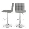 Set of 2 Adjustable Bar Stools – Modern Grey PU Leather Swivel Chairs with Backrest, Metal Frame, Footrest & Ergonomic Cushion for Kitchen Island,