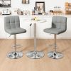 Set of 2 Adjustable Bar Stools – Modern Grey PU Leather Swivel Chairs with Backrest, Metal Frame, Footrest & Ergonomic Cushion for Kitchen Island,