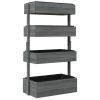 4-Tier Vertical Wooden Planter Box – Grey Raised Garden Bed with Drainage Liner, Fir Wood Outdoor Herb & Flower Planter for Small Spaces