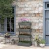 4-Tier Vertical Wooden Planter Box – Grey Raised Garden Bed with Drainage Liner, Fir Wood Outdoor Herb & Flower Planter for Small Spaces