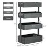 4-Tier Vertical Wooden Planter Box – Grey Raised Garden Bed with Drainage Liner, Fir Wood Outdoor Herb & Flower Planter for Small Spaces
